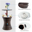 Costway Contemporary Iron and Rattan Height Adjustable Cool Bar Table in Brown