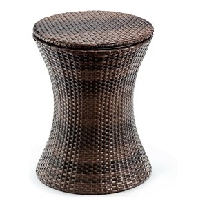 Costway Contemporary Iron and Rattan Height Adjustable Cool Bar Table in Brown