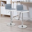 Costway PU Leather Adjustable Bar Stools in Gray/White (Set of 2)