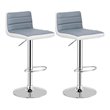 Costway PU Leather Adjustable Bar Stools in Gray/White (Set of 2)