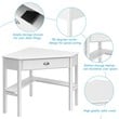 Costway Contemporary MDF and Pine Wood Corner Computer Desk in White