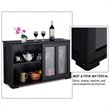 Costway MDF and Glass Kitchen Storage Cabinet with Sliding Door in Black