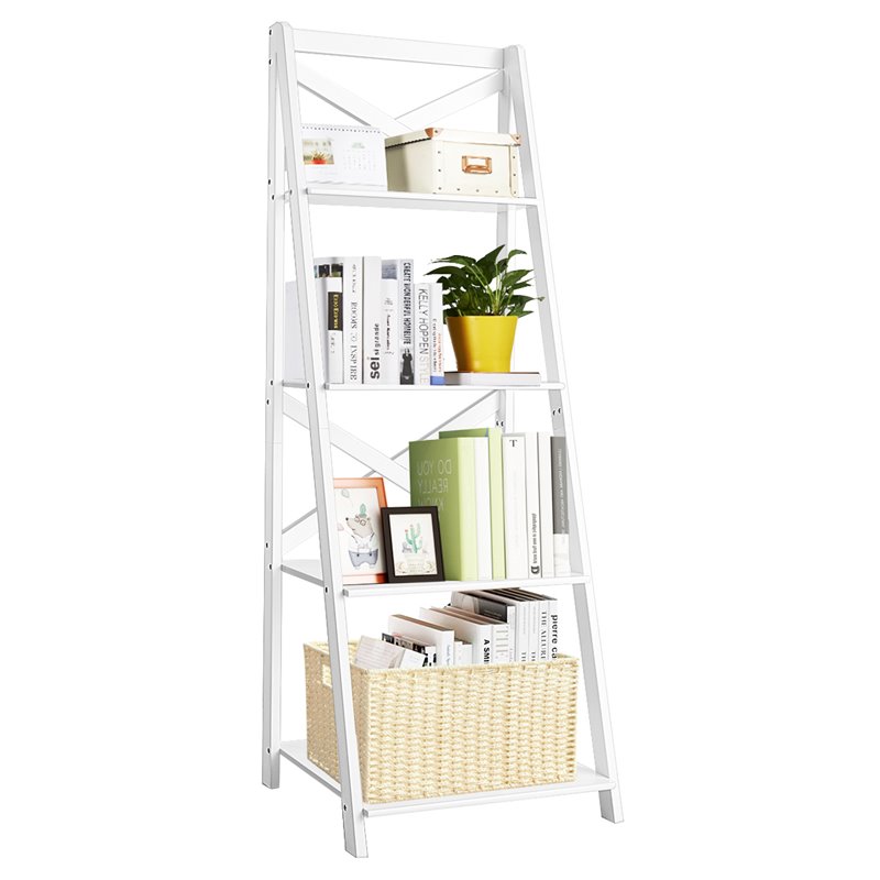 Costway 4-Tier Contemporary MDF Board Multifunctional Ladder Shelf in White