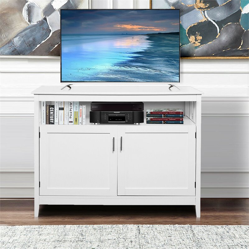Costway MDF and Pine Kitchen Storage Cabinet with 2 Doors in White