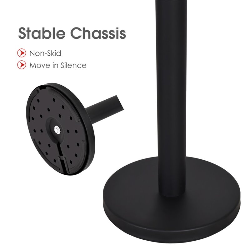 Costway Contemporary Stainless Steel Queue Pole in Black (Set of 6)