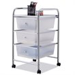 Costway 3-drawer Contemporary PP and Steel Rolling Storage Cart in White