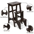 Costway 3-tier Contemporary Pine Wood Multi-function Folding Ladder in Coffee