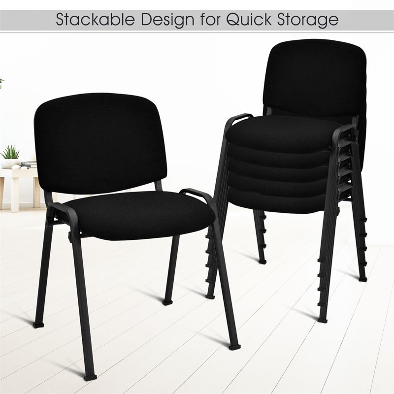Costway Contemporary Steel Conference Office Chairs in Black (Set of 5)