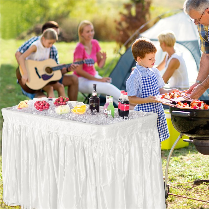 Costway 4-foot Polyethylene Folding Table with Matching Skirt in White