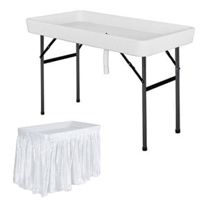 Costway 4-foot Polyethylene Folding Table with Matching Skirt in White