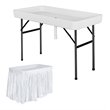 Costway 4-foot Polyethylene Folding Table with Matching Skirt in White