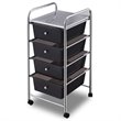 Costway 4-drawer Contemporary PP and Steel Rolling Storage Cart in Black