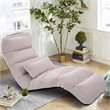 Costway Contemporary Suede Folding Lazy Sofa Chair with Pillow in Beige