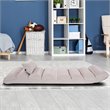 Costway Contemporary Suede Folding Lazy Sofa Chair with Pillow in Beige