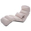 Costway Contemporary Suede Folding Lazy Sofa Chair with Pillow in Beige