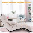 Costway Contemporary Suede Folding Lazy Sofa Chair with Pillow in Beige