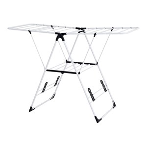Costway Contemporary Steel and Plastic Folding Laundry Clothes Storage in White