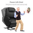 Costway Leather Electric Lift Power Chair with Remote Control in Black