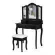 Costway Contemporary MDF Makeup Desk Vanity Set with 4 Drawers in Black