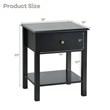 Costway Contemporary MDF Nightstand with Spacious Tabletop in Black