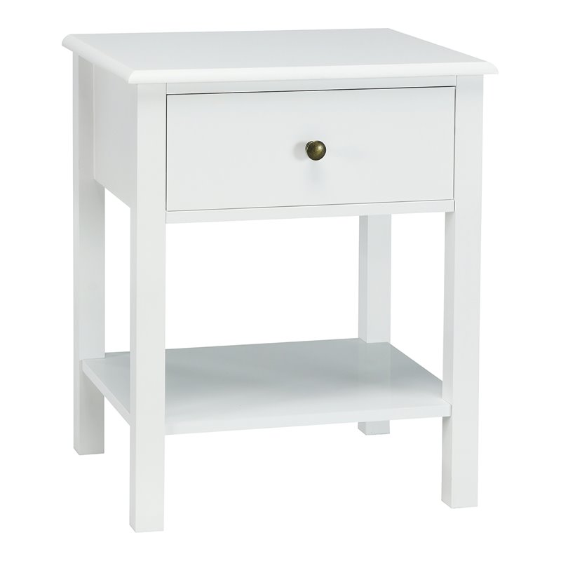 Costway Contemporary MDF Nightstand with Spacious Tabletop in White