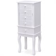 Costway MDF and Wood Sturdy Wood Jewelry Cabinet with 5 Drawers in White