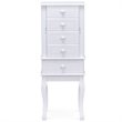 Costway MDF and Wood Sturdy Wood Jewelry Cabinet with 5 Drawers in White