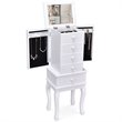 Costway MDF and Wood Sturdy Wood Jewelry Cabinet with 5 Drawers in White