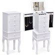 Costway MDF and Wood Sturdy Wood Jewelry Cabinet with 5 Drawers in White