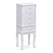Costway MDF and Wood Sturdy Wood Jewelry Cabinet with 5 Drawers in White