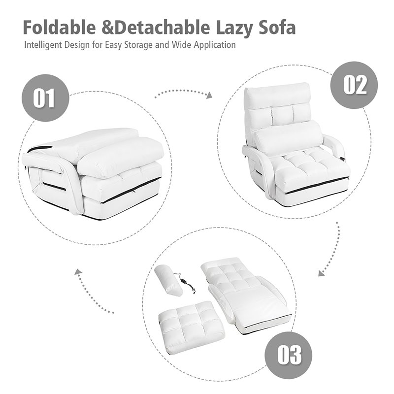 Costway Cotton Sofa Massage Recliner with 5 Adjustable Backrest in White