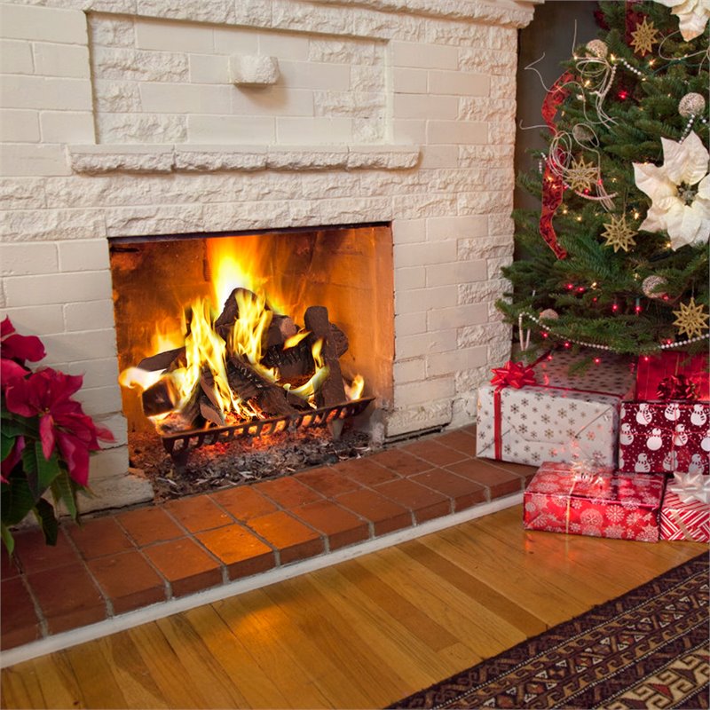 Costway 10-piece Contemporary Ceramic Realistic Wood Gas Logs in Brown