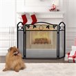 Costway 3-panel Contemporary Solid Steel Fireplace Screen in Black