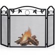 Costway 3-panel Contemporary Solid Steel Fireplace Screen in Black