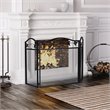Costway 3-panel Contemporary Solid Steel Fireplace Screen in Black