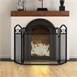 Costway 3-panel Contemporary Solid Steel Fireplace Screen in Black