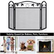 Costway 3-panel Contemporary Solid Steel Fireplace Screen in Black