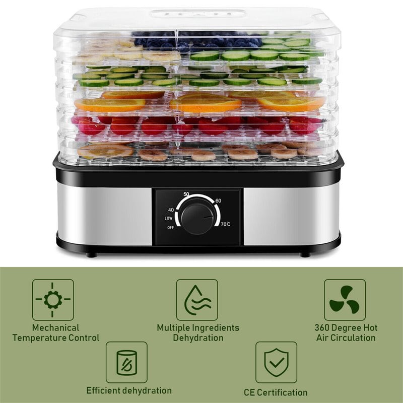 Costway 5-tray Contemporary Stainless Steel Food Dehydrator in Black
