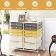 Costway 12-drawer Steel and Plastic Rolling Storage Cart in White/Yellow/Gray