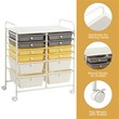 Costway 12-drawer Steel and Plastic Rolling Storage Cart in White/Yellow/Gray