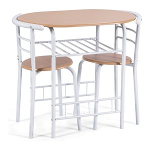 Costway 3-piece MDF and Iron Dining Set with Table and 2 Chairs in White