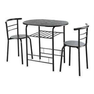 Costway 3-piece MDF and Iron Dining Set with Table and 2 Chairs in Black