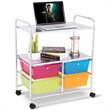 Costway 4-drawer Steel Rolling Storage Cart with 2-tier Shelf in Multi-Color