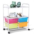Costway 4-drawer Steel Rolling Storage Cart with 2-tier Shelf in Multi-Color