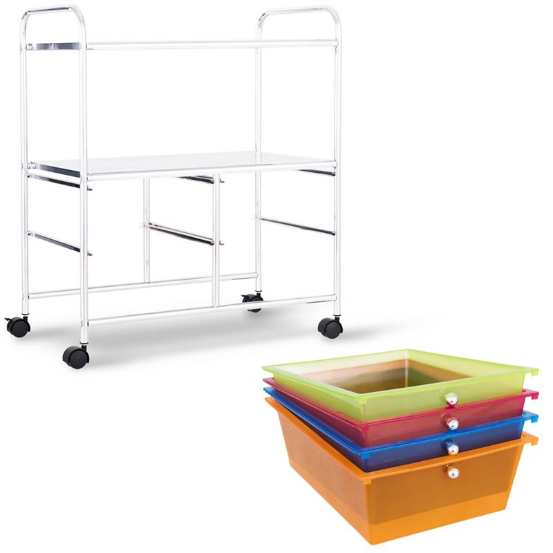 Costway 4-drawer Steel Rolling Storage Cart with 2-tier Shelf in Multi-Color
