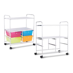 Costway 4-drawer Steel Rolling Storage Cart with 2-tier Shelf in Multi-Color