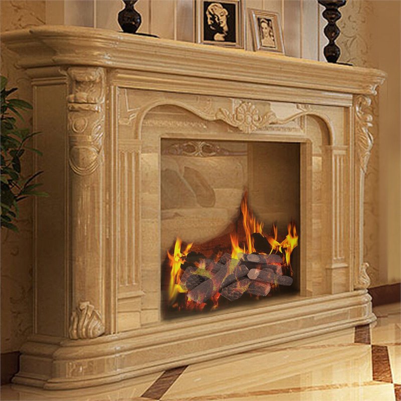Costway 9-piece Contemporary Ceramic Realistic Wood Gas Logs in Brown