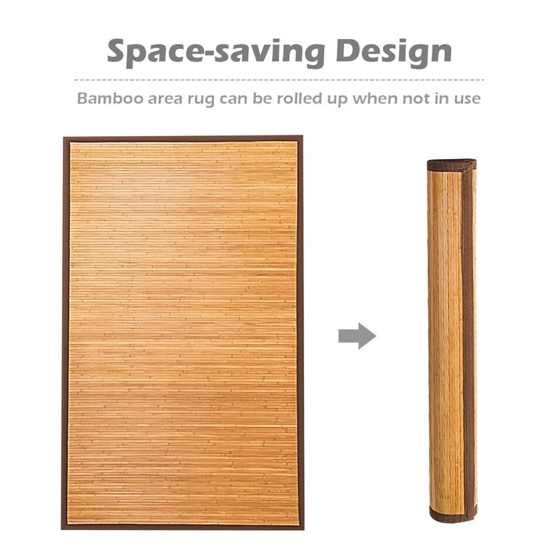 Costway 5' x 8' Contemporary Natural Bamboo Area Rug in Natural
