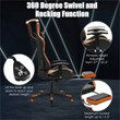 Costway Polyurethane Gaming Chair with Footrest in Black/Orange