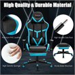Costway Polyurethane Gaming Chair with Footrest in Black Finish